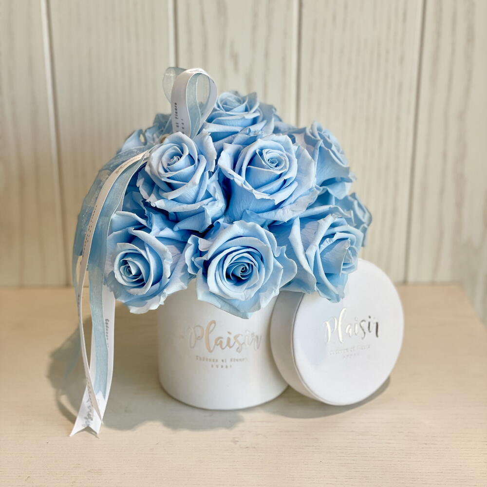 Ultra Luxe White Orchids and Blue Roses Gift Set